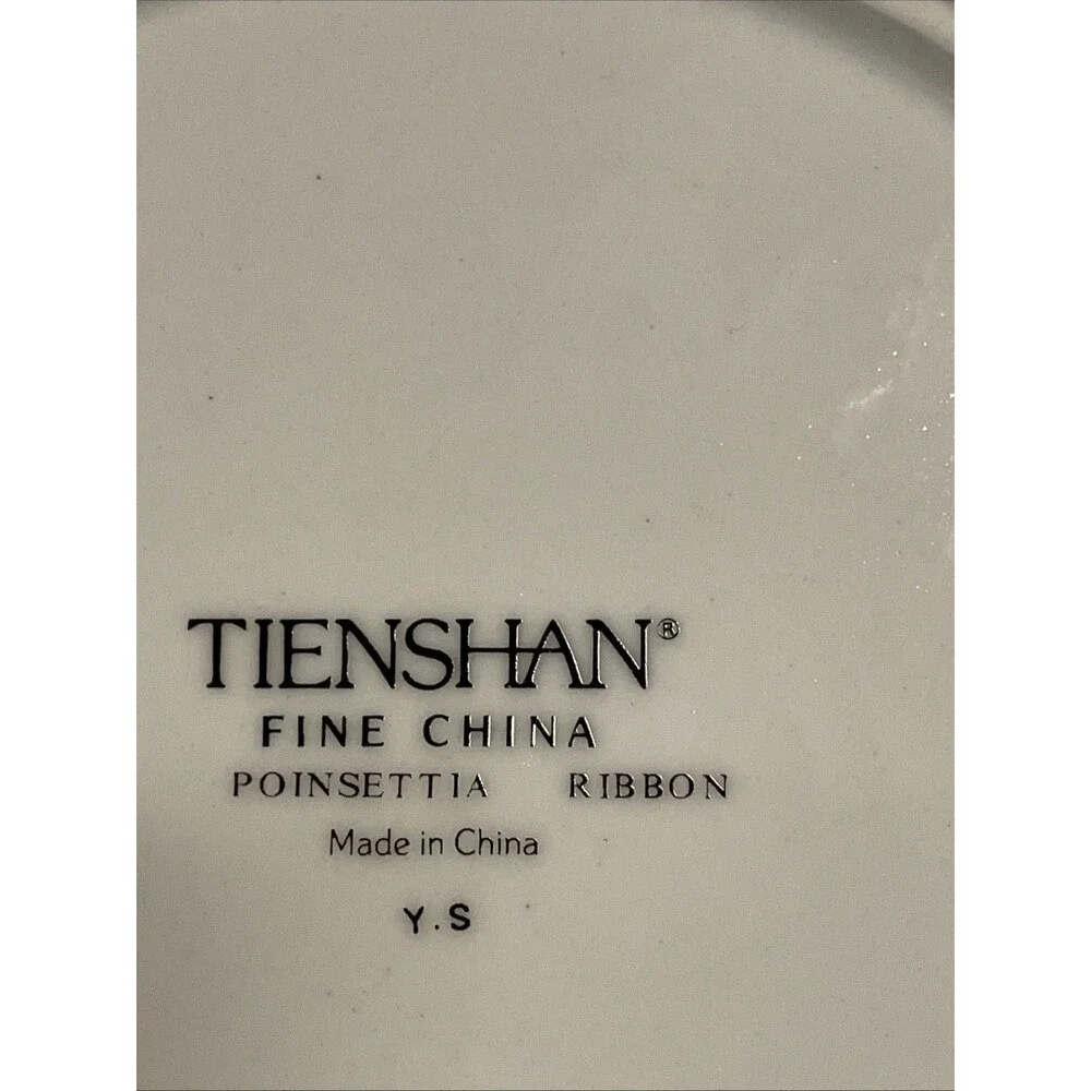 Tienshan - Poinsettia & Ribbons Christmas 10” Dinner Plate
